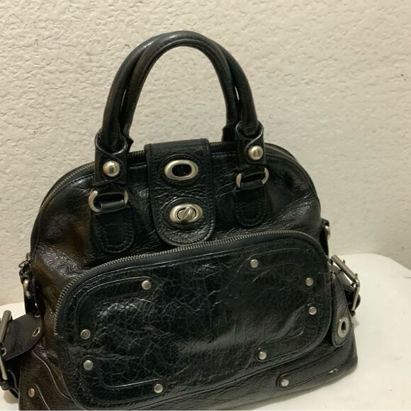 Hype Women's Black Soft Leather Studded Tote Satchel hobo bag - Picture 1 of 15